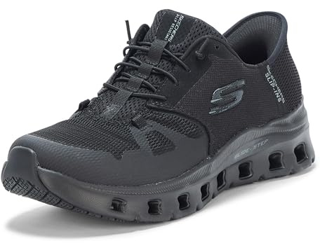 Skechers Women's Work Glide Step Pro SR Edrura Hands Freee Bungee Health Care Professional Shoe, Black, 7.5