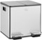 HOMCOM Doppelter Küchenmülleimer, 2 x 15 l, Treteimer aus Edelstahl, 2 Soft-Close-Deckel, herausnehmbare Inneneimer und Anti-Fingerabdruck-Griffe, 41,7 x 36,6 x 43,2 cm