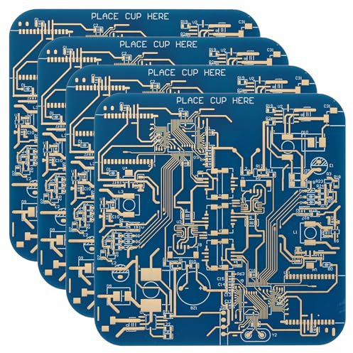 PATIKIL 4Stk Quadratische FR-4 Leiterplatten-Untersetzer Blau, Getränke Kaffee Tisch Bar Geschenke Freund Männer