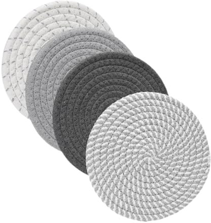 Milageto Farmhouse Table Mat Braided Place Mat Non Slip Decor Rustic Cotton Rope Placemat Stylish Coasters for Home, Gray