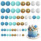 60 PCS Tortendeko Kugel,Torten Deko,Cake Topper Dekorationen DIY Mini Ballon Cupcake Einsatz für Geburtstag Party Baby Dusche Hochzeit Weihnachten(Blau Weiß Gold)