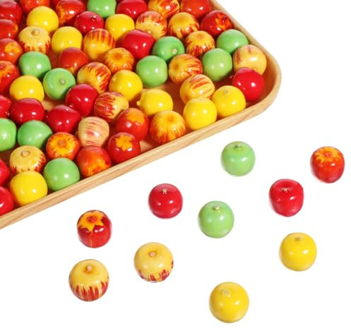 Ouligay 100 Stück Mini Künstliche Äpfel Deko Klein Künstliches Obst Gefälschte Äpfel Deko, Plastikobst Artificial Mini Apfel Tischdeko für Schaufenster Party Küche Hotel