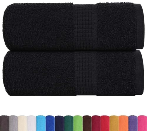vidaXL Guest Towels - 2 pcs Black 100% Cotton 30x50 cm - Soft, Absorbent, OEKO-TEX Certified