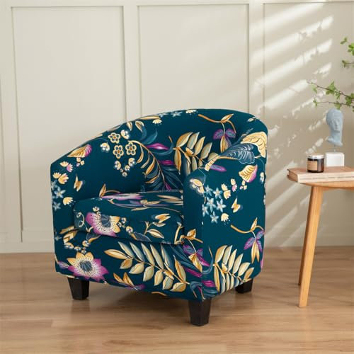 Chickwin Sesselschoner Sesselbezug 2-Teilig, Retro Stretch Sesselüberwurf Sesselhusse Club Chair Schonbezug für Cafe Stuhl Loungesessel Cocktailsessel Clubsessel (Türkis)