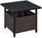 Yaheetech Mesa Auxiliar de Polirratán con Agujero para Sombrilla, Mesa de Patio para Jardín Balcón Terraza Exterior y Junto a la Piscina hasta 120 kg, 55,5x55,5x48 cm, Negro