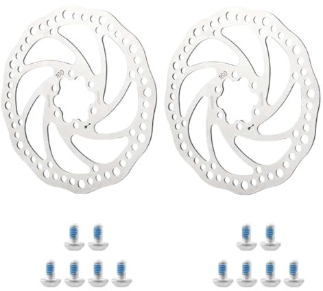 TRKIMAL Bike Disc Brake Rotor Sets 140/160/180mm 2 Packs Front & Rear Stainless Steel Bicycle Rotors with 12 pcs Screws for Most Bicycle Road Bike Mountain Cycling BMX MTB (160mm Disc Rotor A)