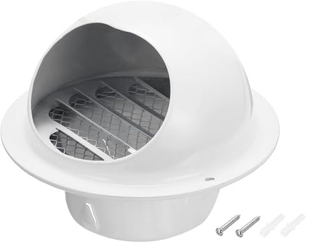 PATIKIL Rejilla Redonda De Ventilación De 3 Pulgadas Para Conductos Blanco | Cubierta De Aire Exterior De Acero Inoxidable, Extractor De Aire, Campana De Salida, HVAC