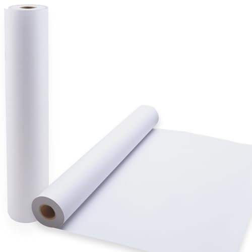 2 rollos de papel blanco de 80 g/m², 43 cm x 20 m, rollo de papel grueso reciclado para dibujar, pintar, bocetos, telón de fondo, hacer carteles, tableros de anuncios y obras de arte grandes
