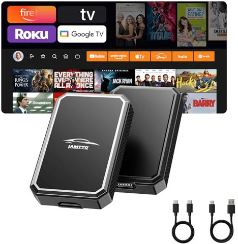 LAMTTO Car TV Mate, Kabelloser Carplay Adapter für kabelgebundenes OEM Carplay & Fi-re TV Stick/Spielekonsole HDMI-Multimedia Plug+Play Carplay Automodelle, iOS 10+ Typ-C/USB,Nicht für Android-Geräte