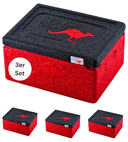 KÄNGABOX® 3er Mini Thermobox kalt & warm 1,5L Rot – Ideal als Lunchbox oder Brotdose - Ultraleicht & perfekt schließender Deckel – Stoß- & Kratzfeste Oberfläche – Spülmaschinenfest