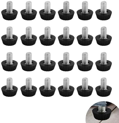 24 PCS M6 x 9 x 16mm, Pieds de Nivellement Réglables pour Meubles, Patins de Protection pour Tables, Chaises et Équipements, Base Antidérapante et Résistante à l'Humidité, Installation Facile