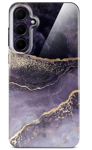 ONEFLOW Bliss Cover für Samsung Galaxy A35 5G Hülle in Marmor Optik, Designer Case Handy Schutzhülle mit Kameraschutz, Muster Hardcase Glitzer Handyhülle marmoriert, Lila Gold