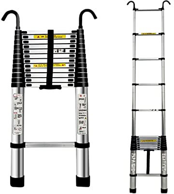 Scala telescopica per Accesso alla soffitta/Camper con Ganci, Scala telescopica Pieghevole in Alluminio 8 12,5 15 16 16,5 20 Piedi, Scala di Estensione per la casa, Tenda da Tetto e Esterno