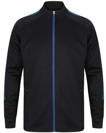 Finden & Hales Mens Contrast Panel Knitted Tracksuit Top (M) (Navy/Royal Blue)