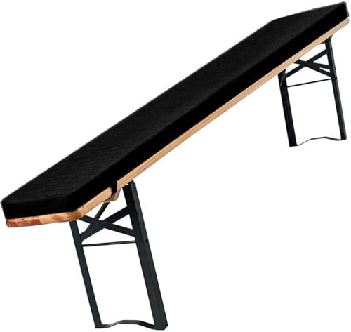 Set Bierbankauflagen Mit Bezug 180 X 25 X 4 cm, Auflagen Bierzeltgarnitur Für Partyzeltgarnitur,Outdoor & Indoor, Bezug Waschbar & UV-Schutz(Black,180x25x3cm)