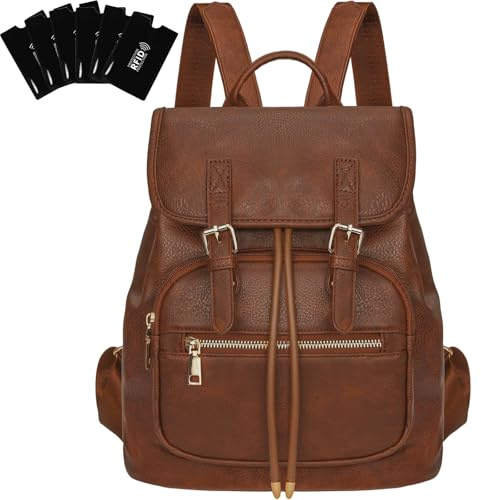 Leathario Rucksakck Damen Klein, Diebstahlsicher Cityrucksack, Mini Wasserdichtere Rucksackhandtasche,Eleganter Tagesrucksack für Büro,Pendeln,Backpack Women für Reisen Einkaufen