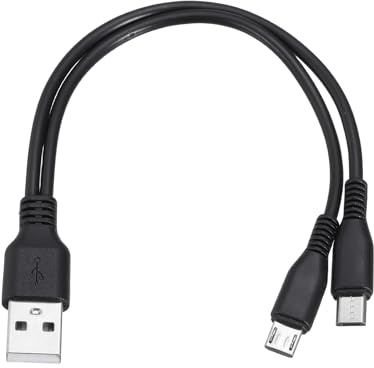 sourcing map Multi USB A to 2 Micro USB 2 in 1 Splitter Charging Cable Cord 8 Inch for Phone Power Bank Tablet, 5V 2A, Black