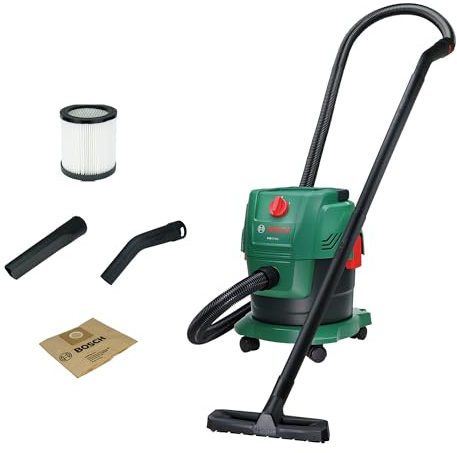 Bosch Nass- und Trockensauger PAS15-200 | Verlängerungsrohre,Saugschlauch 2,2 m,Griff/Winkelrohr,Boden/Fugendüsen,Papierbeutel (FSC),Kartuschenfilter