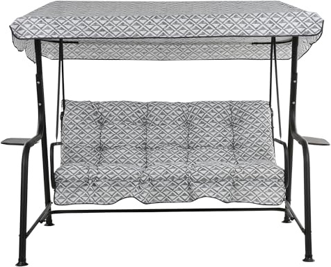 PATIO Hollywoodschaukel 3 Sitzer mit Dach Hawaii Schaukel zum Sitzen mit Auflagen Seitentische am Gestell