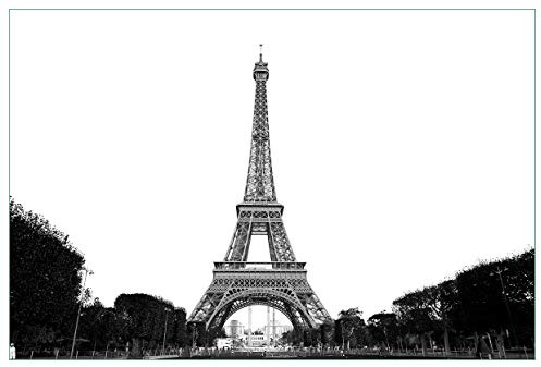 Wallario Küchenrückwand selbstklebend 90 x 60 cm, Motiv: Eiffelturm in Paris - schwarz weiß | Spritzschutz abwischbar & pflegeleicht