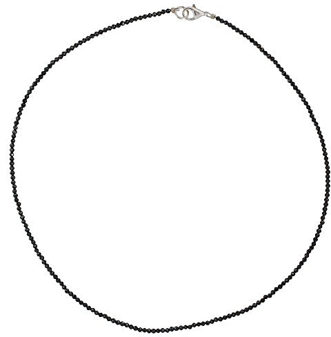 I-be, Schwarzers Spinell Collier/Kette tiefschwarz Ø 2 mm, 925 Sterling Silber Karabinerverschluss, Länge 42 cm im Geschenketui 446602/black/42