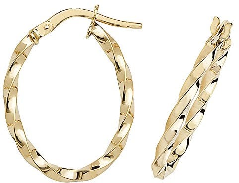 9ct Gold Ladies Hoop Earrings - 21mm*2mm WJS16382