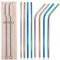 AniSqui Paquet de 8 - Pailles Réutilisables Colorées en Acier Inoxydable - Comprend 2 Longues Brosses de Nettoyage