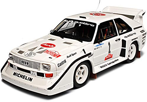 Otto Mobile A-U-D-I Quattro Sport S1 Olympus Rally Nr 1 Mikkola Nr 757 1/18 Modell Auto mit individiuellem Wunschkennzeichen