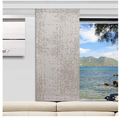 SeGaTeX home fashion Caravan-Flächenvorhang Luca| Höhe 40 –120cm Nach Maß | beige-braun Flächengardine für Caravan Wohnwagen Wohnmobil