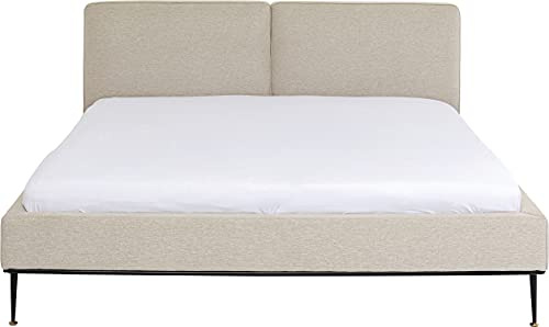 Kare Design Bett East Side, Beige, Polsterbett, Stahl Gestell, Massivholz, Easy Clean Bezug, 100x200x224 cm (H/B/T)