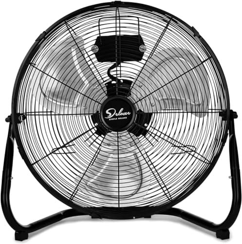 Simple Deluxe - Ventilatori da pavimento industriali in metallo ad alta velocità da 18 pollici e 3 velocità, colore nero
