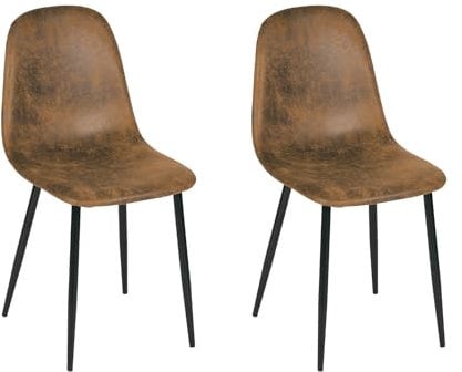Homy Casa Set di 2 Sedie da Pranzo, Vintage Sedia in Pelle Scamosciata con Morbida Imbottitura Schienale Curvo Sedile con Piedini Antiscivolo Versatile Mobile per Cucina Sala da Pranzo, Marrone