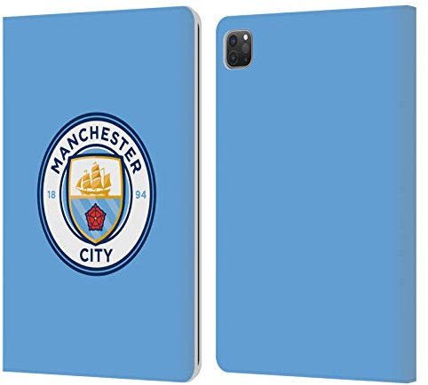 Head Case Designs Licenciado Oficialmente Manchester City Man City FC Azul a Todo Color Insignia Carcasa de Cuero Tipo Libro Compatible con Apple iPad Pro 11 2020/2021 / 2022