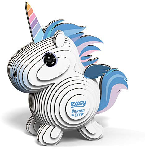 EUGY 650069 Einhorn Pegasus, 3D Tier-Puzzle für Kinder und Erwachsene zum Zusammenbauen, DIY Tierfigur, Bastelset ab 6 Jahren