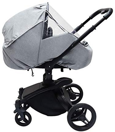 LJIANW Abdeckplane Kinderwagen Regenschutz, Kinderwagen Regenschutz, Universal Stubenwagen Band Klar Fenster Winddichter Schutz, Vor Schnee Schützen Mit Reißverschluss (Color : Gray)