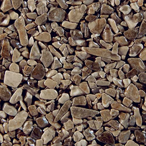 Terralith Steinteppich Marmor Komplett-Set für 1qm - Körnung: mittel - 4-6mm mit Polyurethan Bindemittel - für Außen in braun (marrone)