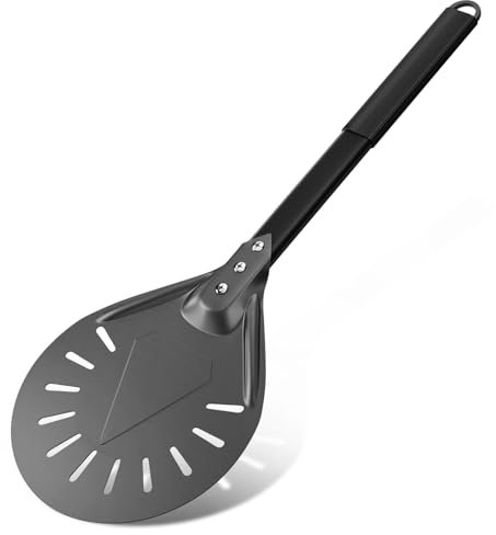 G.a HOMEFAVOR Perforated Turning Pizza Peel, 7 Inch Hard Anodized Aluminum Pizza Paddle with Non-Slip Heat Resistant Handle, Pizza Shovel for Homemade Pizzas Bread