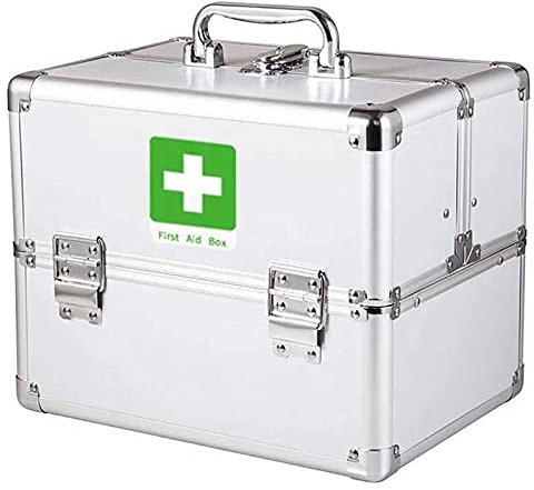 FURUIWUFENG verbandskasten Tragbare Aluminium-Medizin-Koffer Erste-Hilfe-Kit mit Schloss Medizinische Notfallaufbewahrungsbox Drogensammlungsbox First aid kit (Color : L)