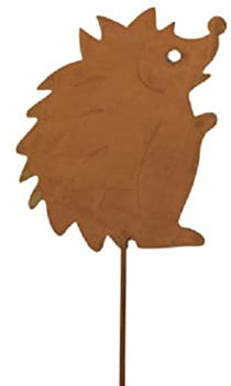 RiloStore 6er Set Stecker ROST Igel 9cm Metallstecker Rostdeko Gartendeko 30cm Weihnachtsdeko Weihnachten Gesteck Garten Deko Metalltiere Hedgehog
