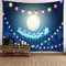 Banemi Winter Weihnachten Deko, Weihnachtsmann Elchschlitten Schneeflocken Neonlichter Blau Polyester Gobelin Coole Teenager 260X240cm