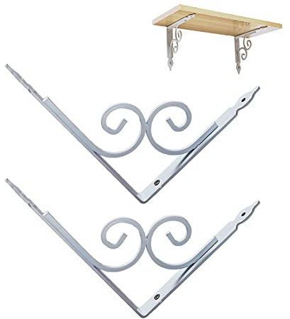 2pcs Staffe Per Mensole,reggimensola Galleggianti a Parete,moderne Supporto Per Mensole Triangolari, Staffe Metalliche Per Fissaggio/collegamento/decorazione Di Mobili,60kg,White-24x29cm/9.4*11.4in