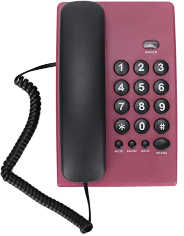 Yunseity Schnurgebundenes Telefon, Festnetztelefon, Festnetztelefon, Batteriefrei, Einzigartige Farbe, Festnetztelefone für das Büro für Zuhause(Rosenrot)