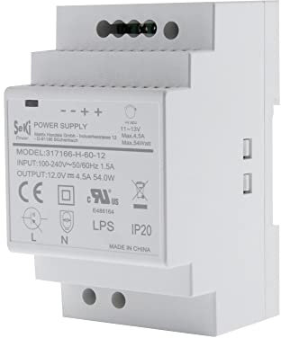 SeKi Hutschienen-Netzteil H-60-12 - 12V - 4,5A - 54W DIN Rail - DIN Schienen Netzteil