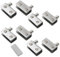 Paquete de 8 bisagras de puerta de vidrio pivotante de 90°, sin perforar, tope de puerta de vidrio, acero inoxidable 304 (Silver)