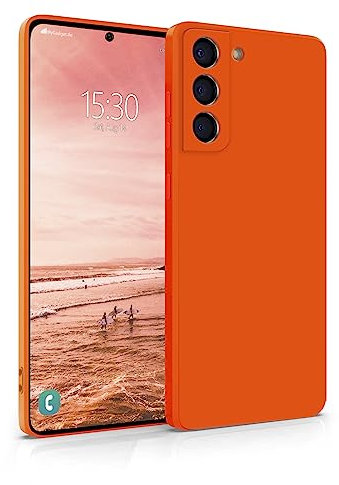 MyGadget Hülle für Samsung Galaxy S21 FE - robuste Silikon Schutzhülle TPU Case Slim Silikonhülle - Back Cover Kratzfest Handyhülle - Matt Orange