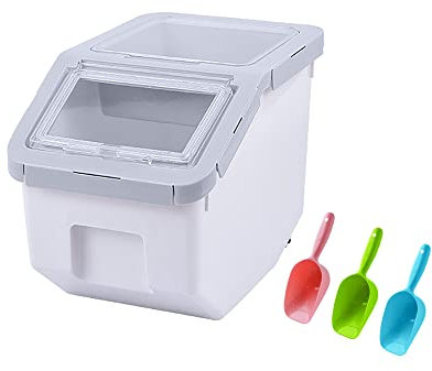 Uotyle Futtertonne, Futtertonne Hund Luftdicht Tierfutterbehälter Mit Deckel ＆ Futterschaufel PP Tierfutterbehälter Für Hundefutter Katzenfutter Aufbewahrung（Grau）