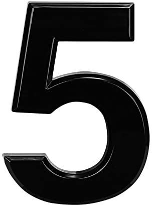 32nd Gloss Black ABS Plastic Door Number with Self Adhesive Back 7.5CM - Black - 5
