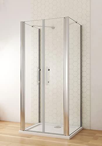 Aica Sanitär U-FORM Duschkabine 80x90x90cm Duschabtrennung U-Kabine Dusche Duschtür 6mm Nano Glas Drehtür H195cm