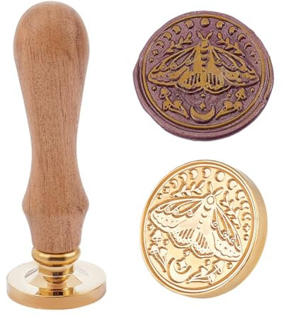 PandaHall Schmetterling Wachssiegel Stempel 30mm Messingkopf Siegelstempel Stern Mond Pilz Siegellack Stempel Für Hochzeitseinladung Geschenkverpackung Umschläge Weinpaket Dekoration