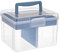 IGNPION Clear Craft Stackable Storage Box with Storage Tray Plastic 6-compartment Mulit Purpose Storage Container for Storing&Organising Toys, Arts Crafts, Stationery, Sewing, Fishing Tackle, Blue